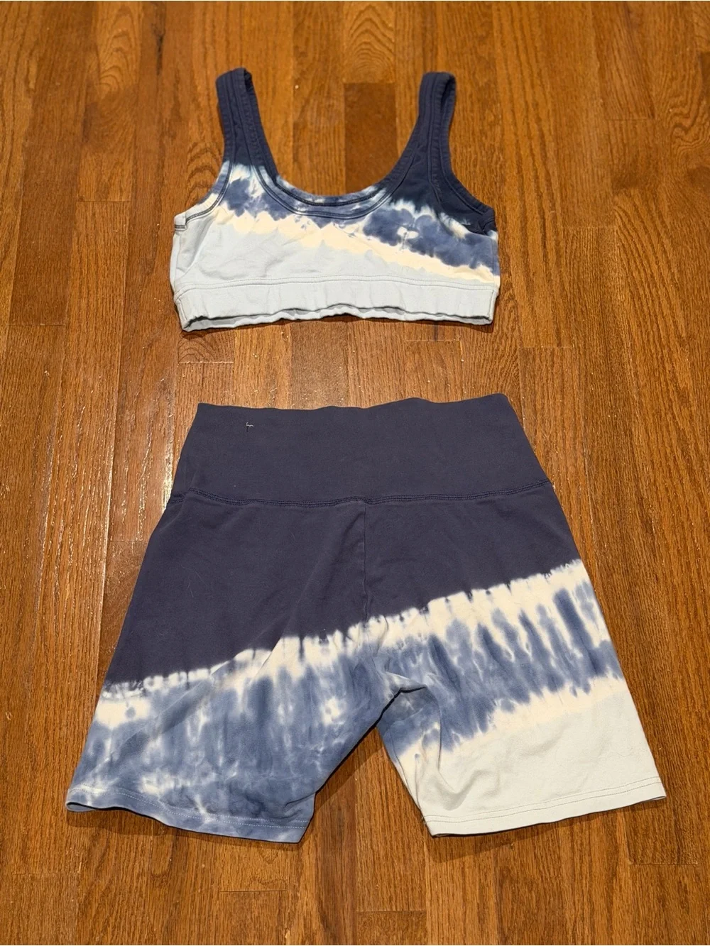 aerie Navy & White Tie-Dye Bike Shorts Set